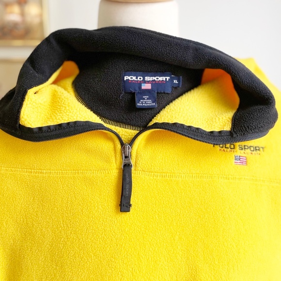 SOLD Polo Sport Ralph Lauren 1/4 zip Fleece Men Pullover Shirt Yellow XL EUC - Picture 7 of 7